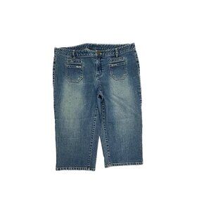 INC Distressed Skimmer Women's size 14 Dark Wash Blue Denim jean Shorts